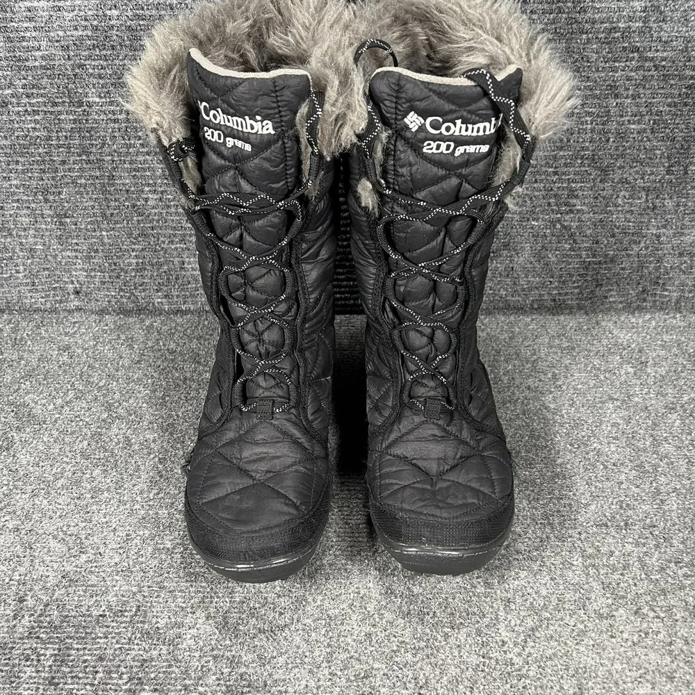 Columbia Boots Womens Size 9 Black Waterproof Quilted Fur Snow Winter YL5164-011